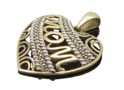 925 Sterling Silver  Genuine Diamonds Mom Love Heart Pendant  PT12165