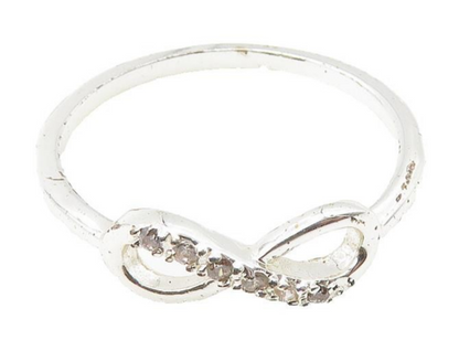 925 Sterling Silver  Topaz Shiny Infinity Symbol Band Ring Sz 7  RG10356