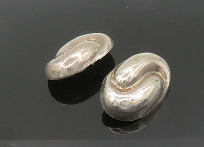 MEXICO 925 Silver  Vintage Swirl Dome Heavy Non Pierce Earrings  EG10512