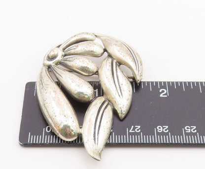 DANECRAFT 925 Sterling Silver  Vintage Sculpted Leaves Brooch Pin  BP9450