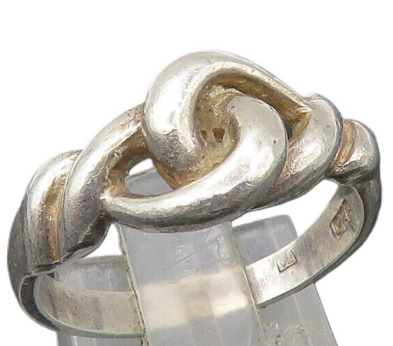 925 Sterling Silver Vintage Shiny Interlocking Loops Band Ring Sz 8 RG22380