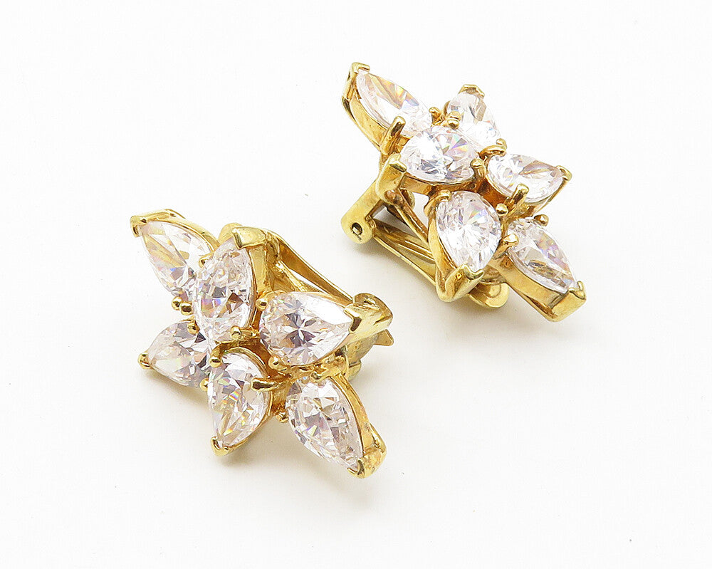 925 Sterling Silver  Cubic Zirconia Gold Plated Non Pierce Earrings  EG5837