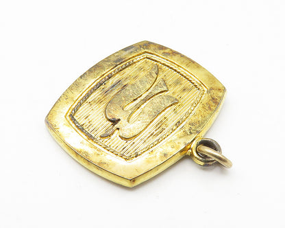 925 Sterling Silver  Vintage Embossed Detail Gold Plated Drop Pendant  PT8453
