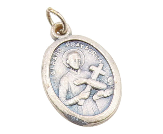925 Sterling Silver  Vintage Saint Gerard Religious Figure Pendant  PT16304