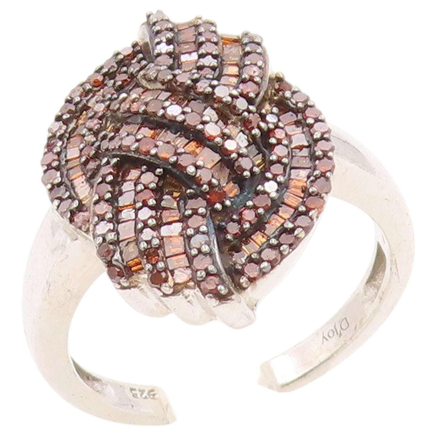 925 Sterling Silver Vintage Ring D'JOY Real Diamonds Knot Band  Sz 10  RG36435