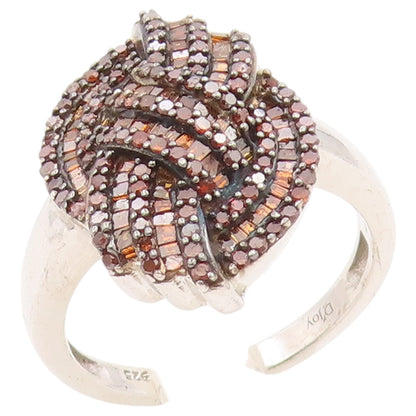 925 Sterling Silver Vintage Ring D'JOY Real Diamonds Knot Band  Sz 10  RG36435