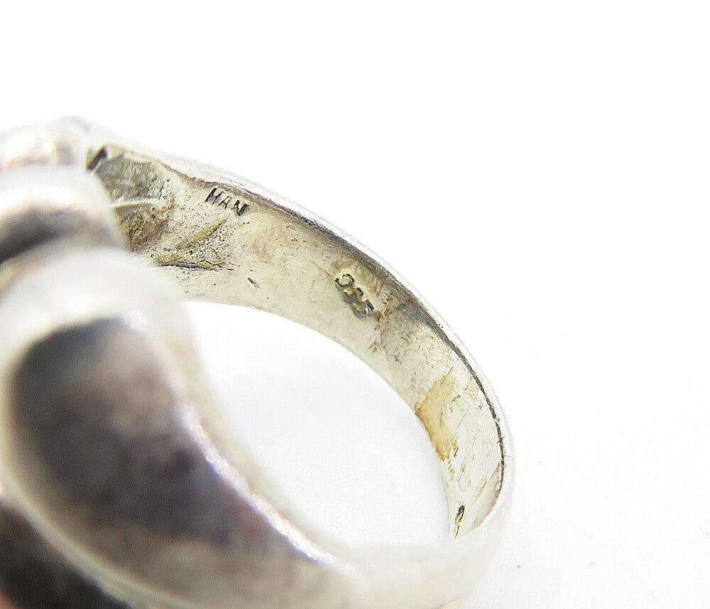 925 Sterling Silver  Vintage Dark Tone Fluted Design Band Ring Sz 8  RG5987