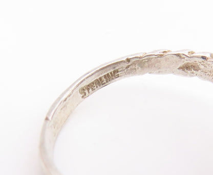 925 Sterling Silver Vintage Ring Letter D Initial Twisted Rope Band Sz 6 RG35298