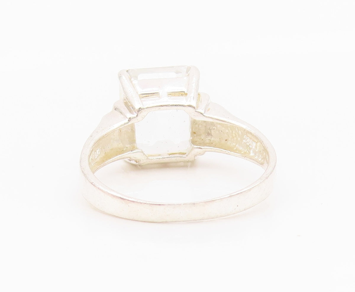 925 Sterling Silver Vintage Ring Minimalist Step Cut Rectangle CZ  Sz 10 RG33039