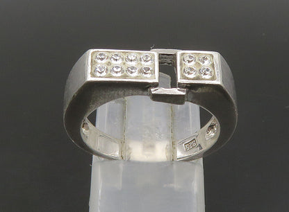 925 Sterling Silver  Vintage Rhinestones Square Band Ring Sz 7.5  RG23623