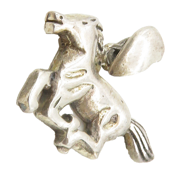 925 Sterling Silver  Vintage Shiny Galloping Horse Motif Pendant  PT13052
