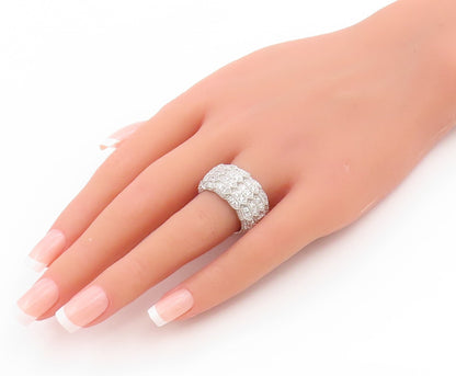925 Sterling Silver Vintage Ring Round CZ Multi Row Eternity Band  Sz 7  RG34737