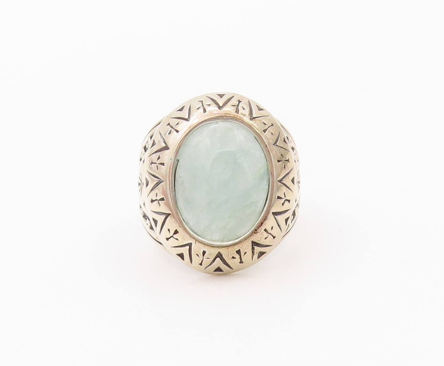 925 Sterling Silver Vintage Ring CAROLYN POLLACK Gemstone Etched  SZ 8.5 RG32070