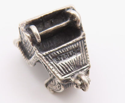 925 Sterling Silver  Vintage Petite Dark Tone Winter Sleigh Pendant  PT18653