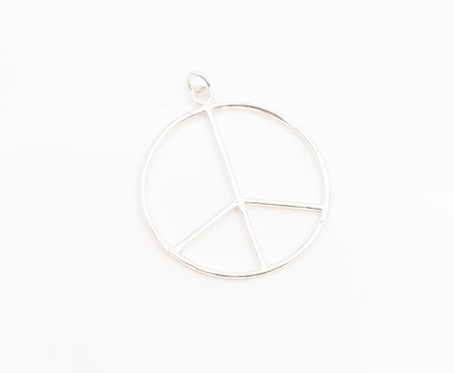 925 Sterling Silver Vintage Pendant Minimalist Open Circle Peace Symbol  PT25185