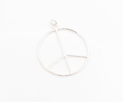 925 Sterling Silver Vintage Pendant Minimalist Open Circle Peace Symbol  PT25185