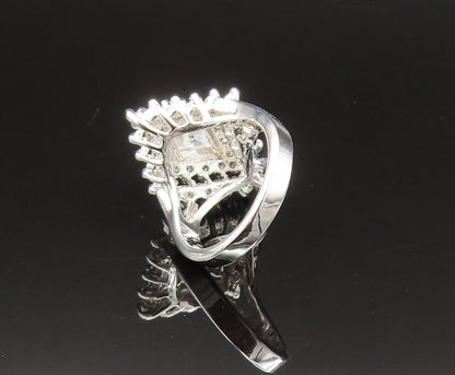 925 Silver  Vintage Diamond Shaped Cubic Zirconia Halo Ring Sz 7.5  RG25650