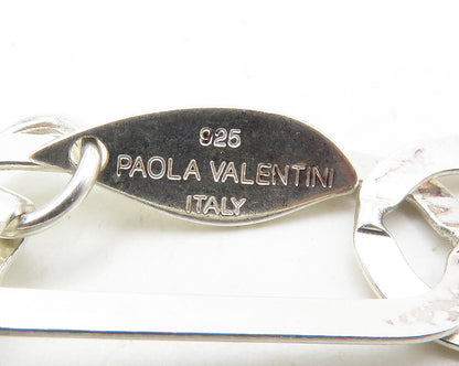 PAOLA VALENTINI 925 Silver  Vintage Jasper Two Tone Chain Necklace  NE2896