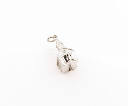 925 Sterling Silver Vintage Pendant 3D Wedding Couple House (MOVES) PT24674