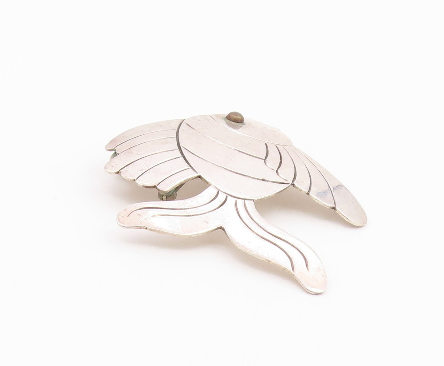 MEXICO 925 Sterling Silver  Vintage Two Tone Fish Motif Brooch Pin  BP8192