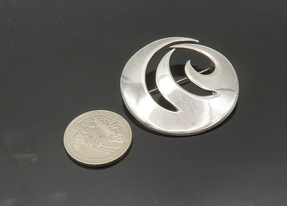 RA & LA DENMARK 925 Silver  Vintage Shiny Round Design Brooch Pin  BP8086