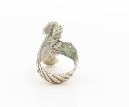 925 Sterling Silver Vintage Ring Classic Carved Feather Wing Wrap  Sz 6  RG36198