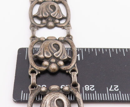 925 Sterling Silver Vintage Bracelet DANECRAFT Tulip Floral Panel Link  BT11678