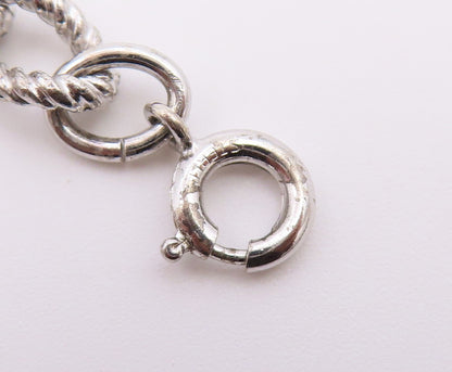 925 Sterling Silver  Vintage Hat Charmed Twist Link Chain Bracelet  BT3770