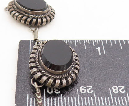 ISRAEL 925 Sterling Silver  Vintage Black Onyx Twist Chain Necklace  NE1804
