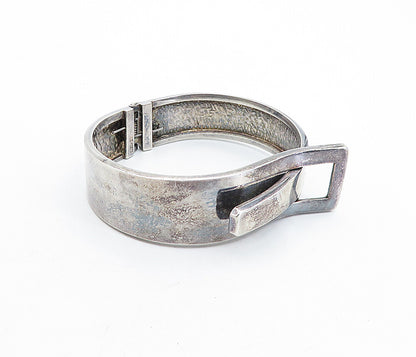 925 Sterling Silver Vintage Dark Tone Belt Buckle Bangle Bracelet BT2573