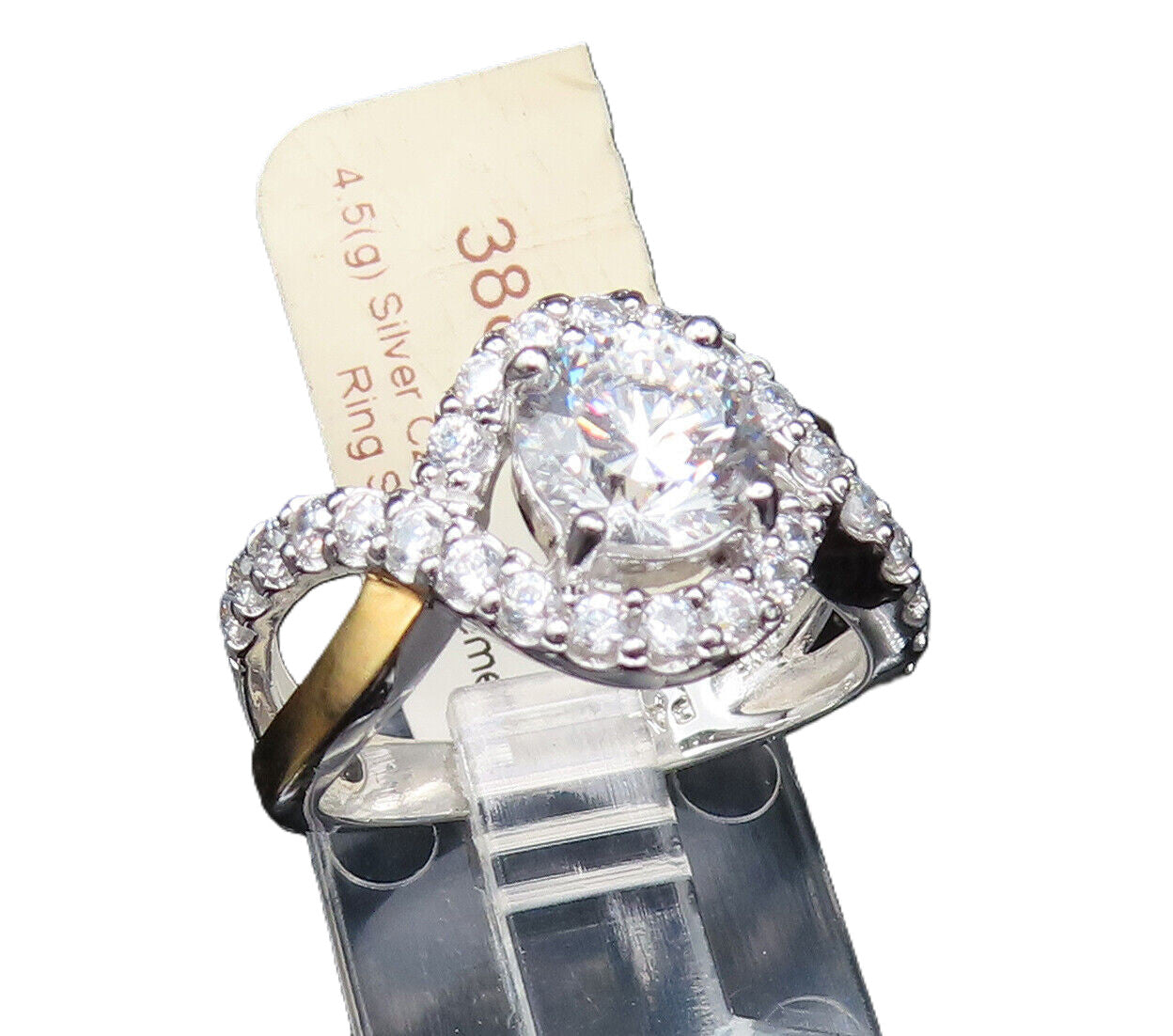 925 Silver  Vintage Two Tone Cubic Zirconia Infinity Knot Ring Sz 6.5  RG25635