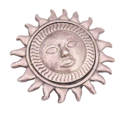 925 Sterling Silver Vintage Brooch Pin Solid Swirly Carved Sleeping Sun  BP10767