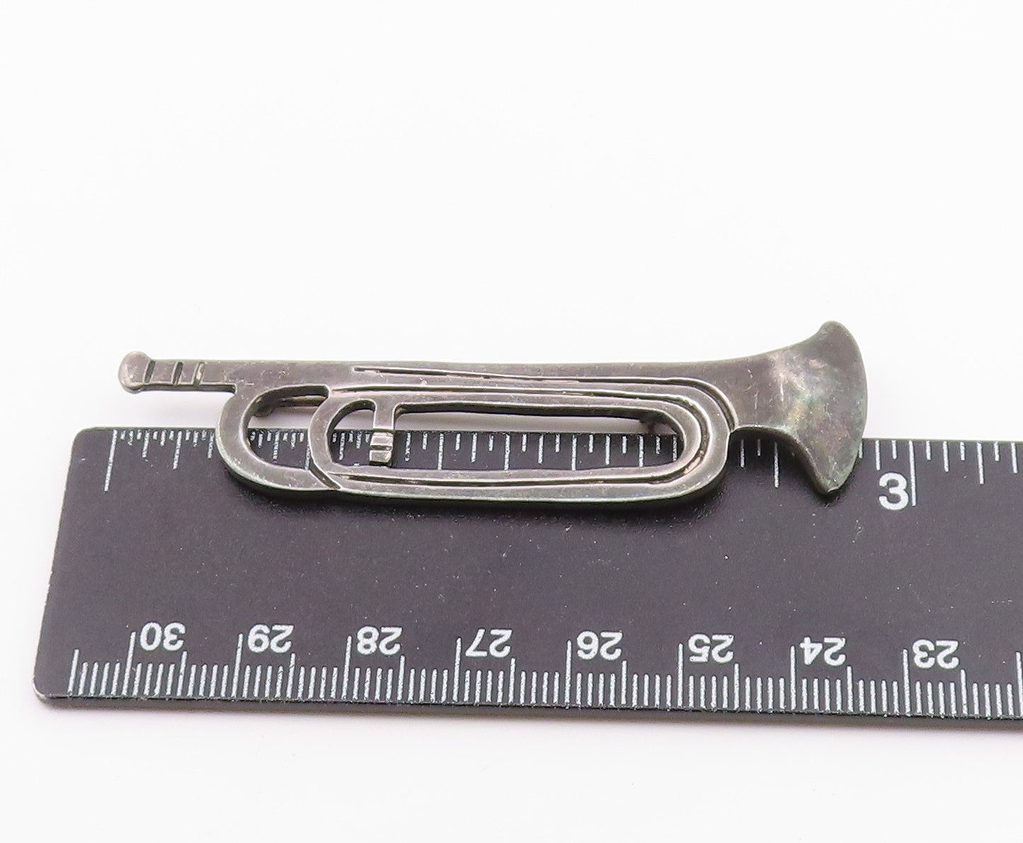 MEXICO 925 Silver  Vintage Musical Instrument Solid Trumpet Brooch Pin BP10479