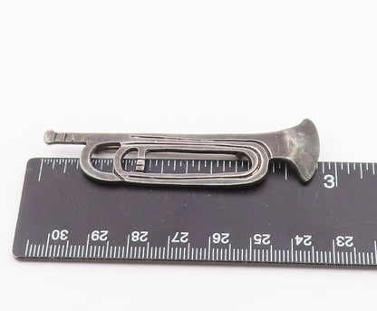 MEXICO 925 Silver  Vintage Musical Instrument Solid Trumpet Brooch Pin BP10479