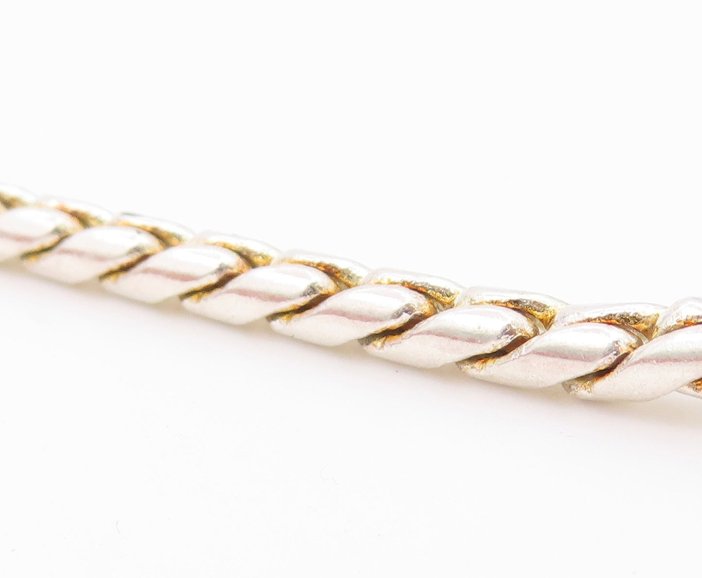925 Sterling Silver  Vintage Shiny Spiked Dome Twist Chain Bracelet  BT8005