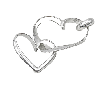 925 LA Sterling Silver  True Friends Quote Shiny Love Hearts Pendant  PT13828