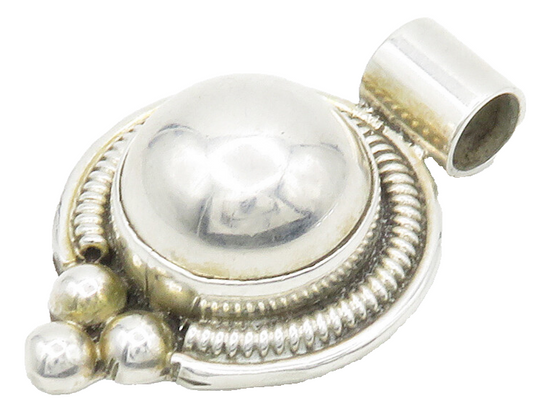 MEXICO 925 Sterling Silver  Vintage Shiny Smooth Dome Bubble Pendant  PT13017