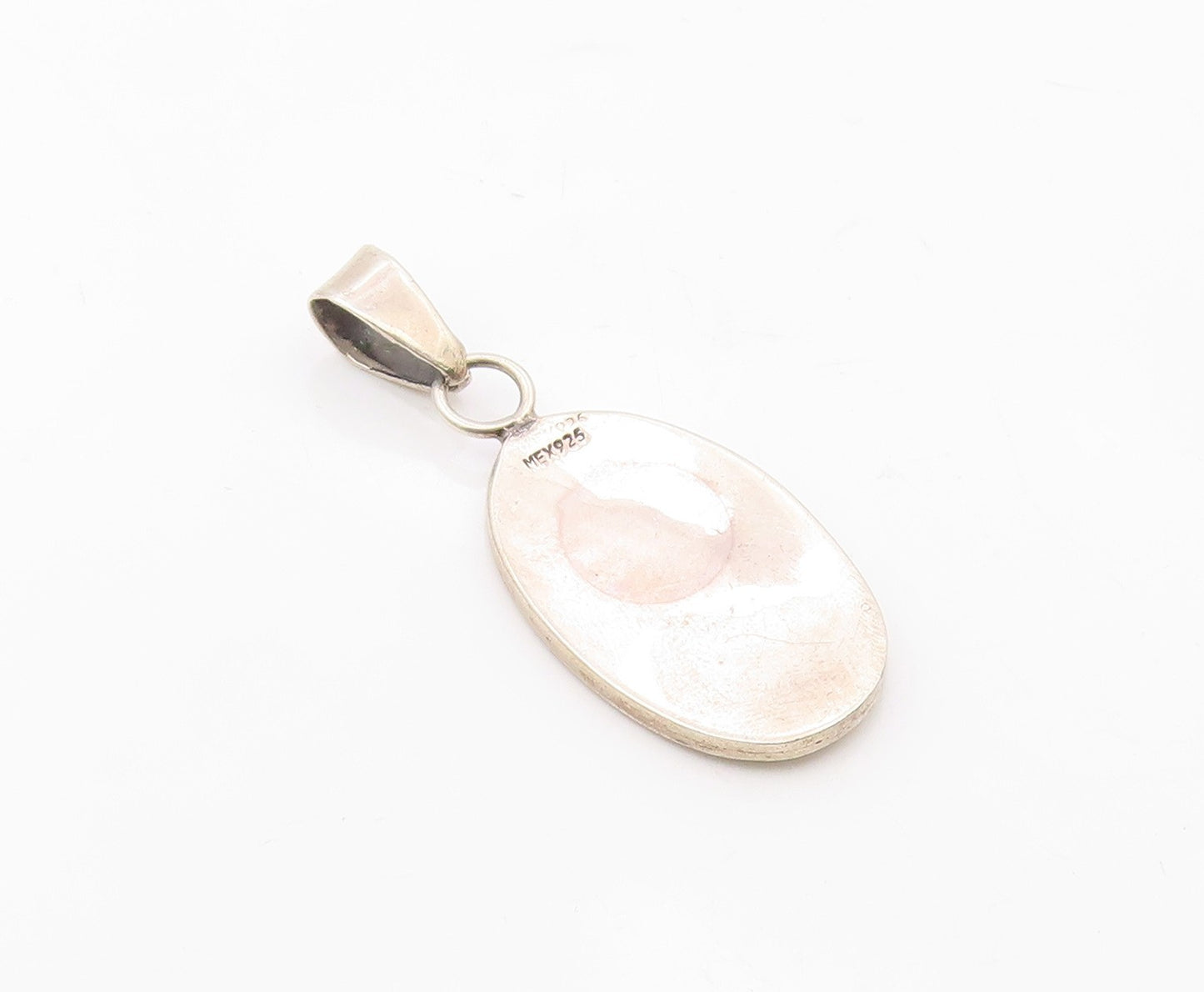 925 Sterling Silver  Vintage Carved Dancer Oval Drop Pendant  PT20085