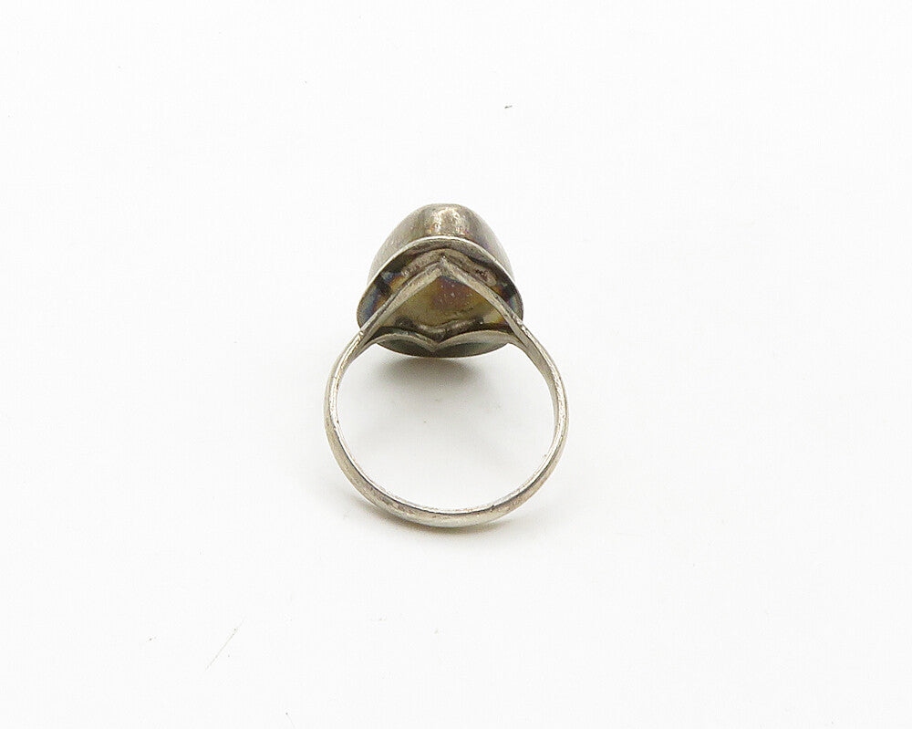 925 Sterling Silver  Vintage Tear Drop Larimar Cocktail Ring Sz 7.5  RG19766