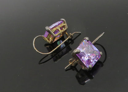 925 Sterling Silver  Vintage Purple Cubic Zirconia Drop Earrings  EG10760