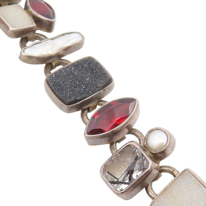 925 Sterling Silver Vintage Bracelet THE DREAMER Multi Gemstone Link  BT11677