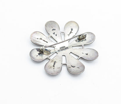 SIAM 925 Sterling Silver Vintage Niello Dancer Floral Brooch Pin BP2649
