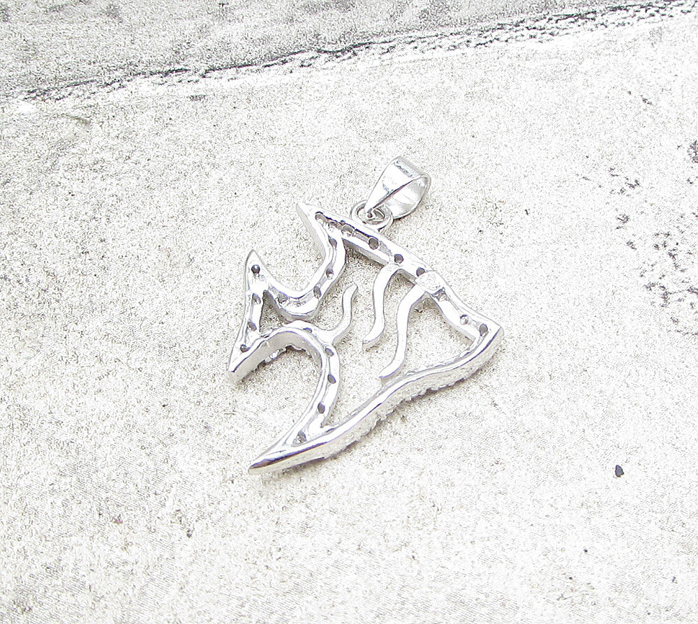 925 Sterling Silver  White Cubic Zirconia Swimming Fish Drop Pendant  PT1366