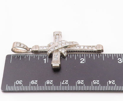 925 Silver  Vintage Cubic Zirconia Wrapped Religious Cross Pendant  PT20499