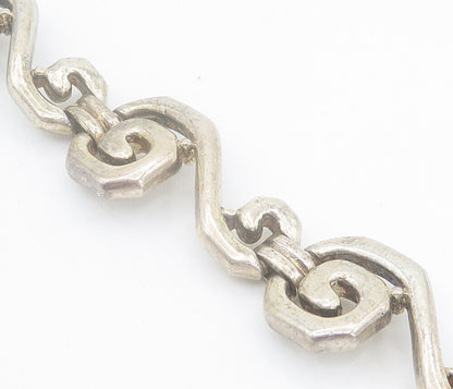 MEXICO 925 Sterling Silver  Vintage Dark Tone Spiral Chain Bracelet  BT3401