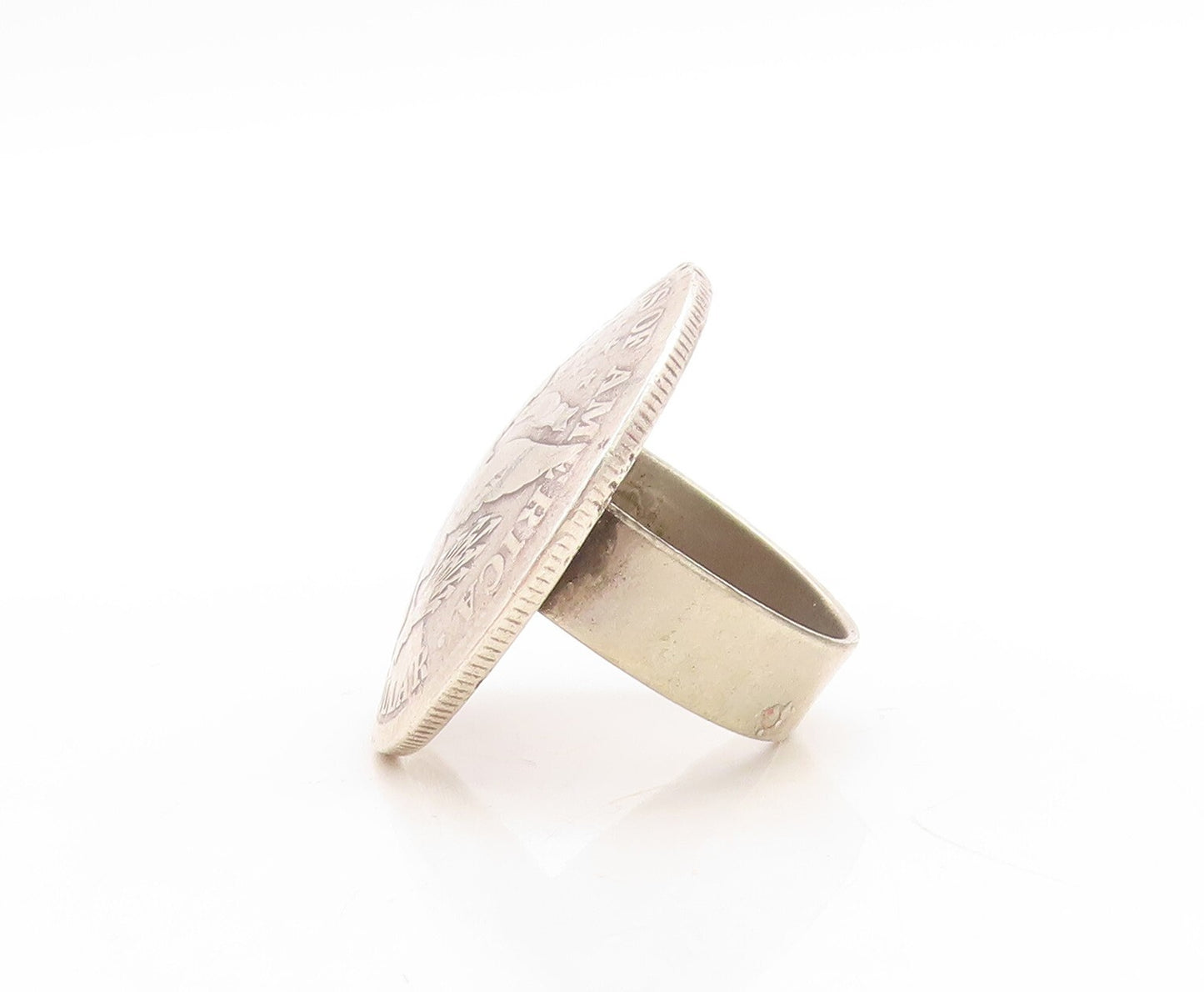 925 Sterling Silver Vintage Ring Solid Large Half US Dollar Coin  Sz 7  RG31643