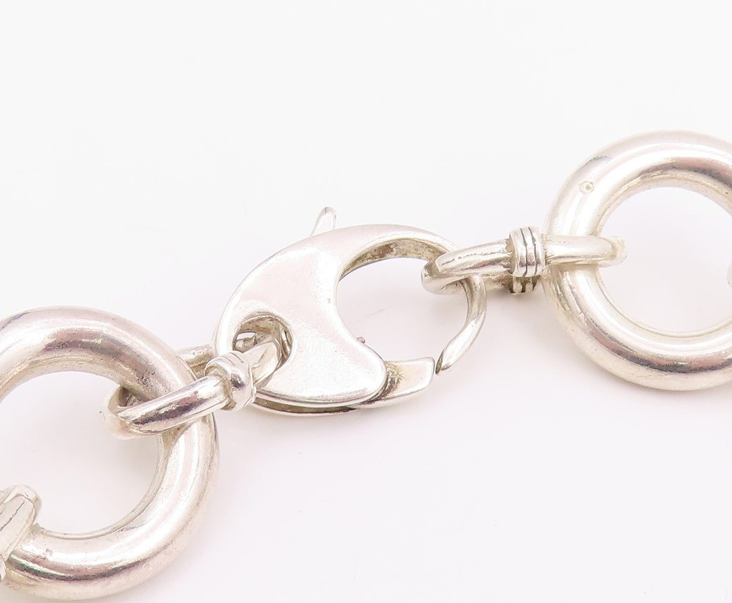 925 Sterling Silver Vintage Necklace Chunky Interlocking Circles Chain  NE4776