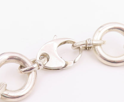 925 Sterling Silver Vintage Necklace Chunky Interlocking Circles Chain  NE4776
