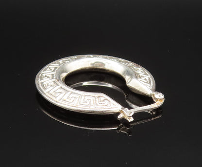 925 Sterling Silver  Vintage Engraved Spiral Maze Hoop Earrings  EG11779