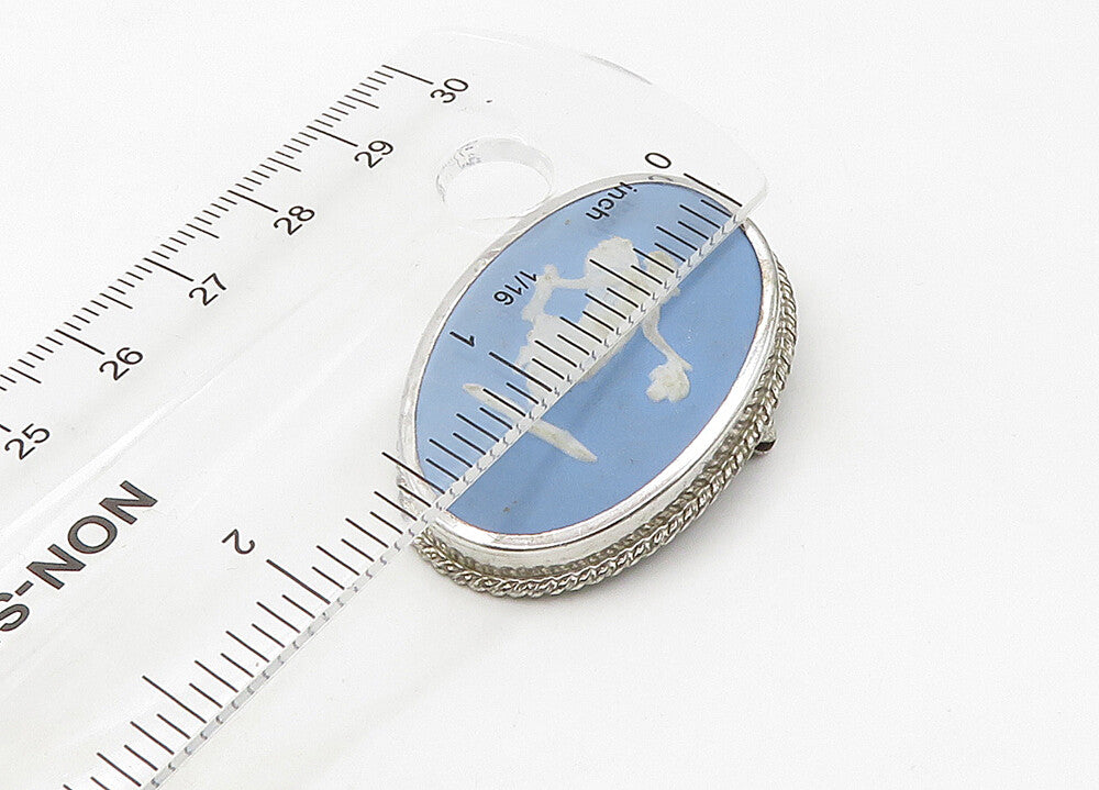 WEDGWOOD ENGLAND 925 Sterling Silver  Vintage Angel Cameo Brooch Pin  BP8428